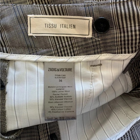 Zadig & Voltaire Plaid Cropped Pants - Size 36 - US Size Small - Picture 6 of 6